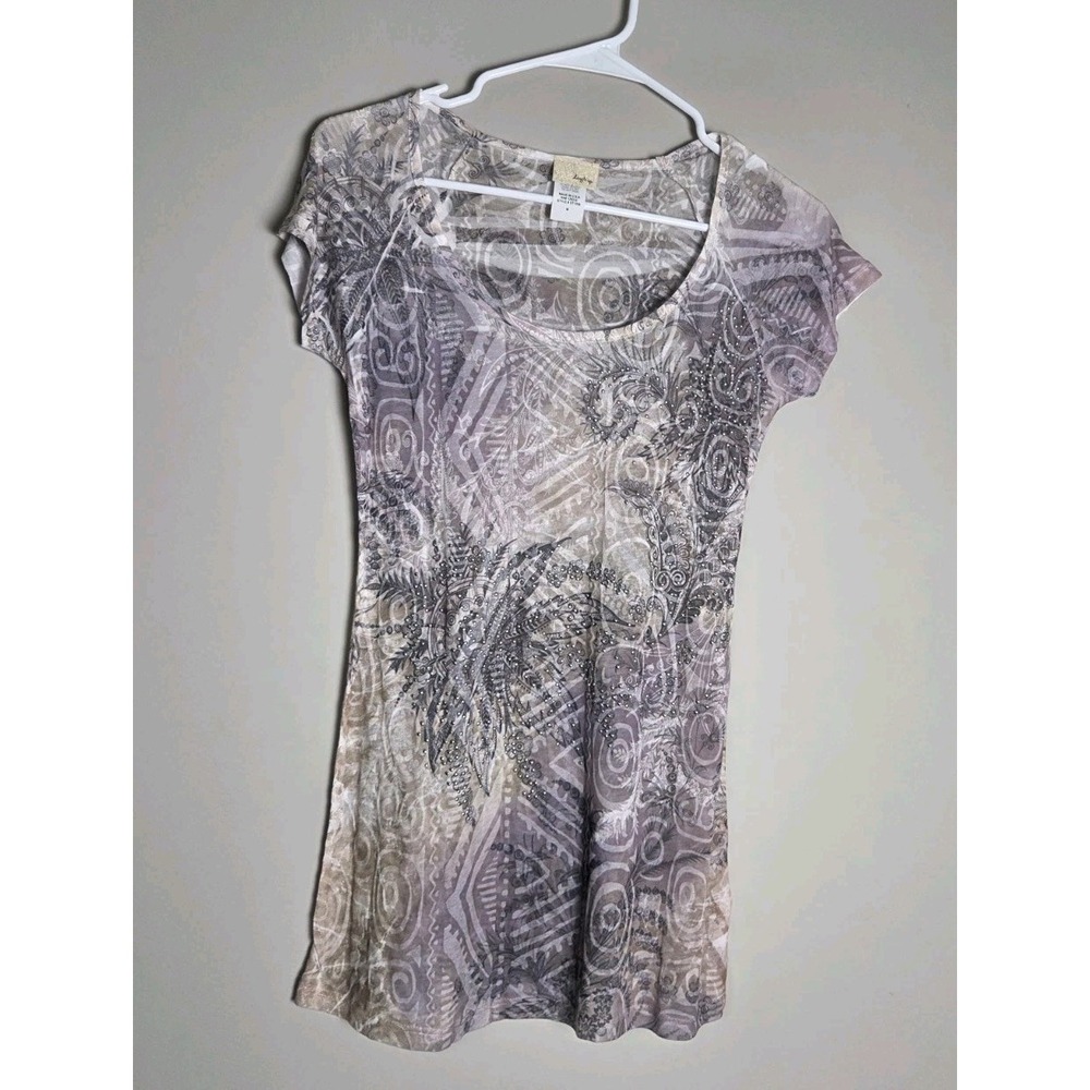 Daytrip Buckle Medium Y2K Top Rhinestone Paisley Graphic T Shirt